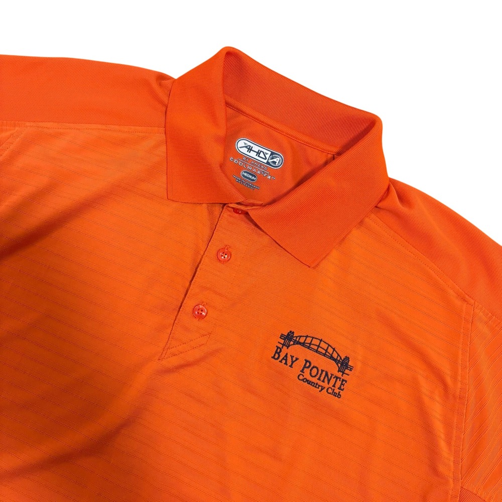 Ahead Coolmax FX Mens Orange Bay Pointe Country Club Golf Polo Shirt Medium